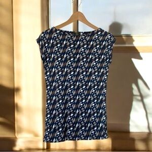 FENDI- Zucca Logo Monogram Cap Sleeve Boat Neck Top